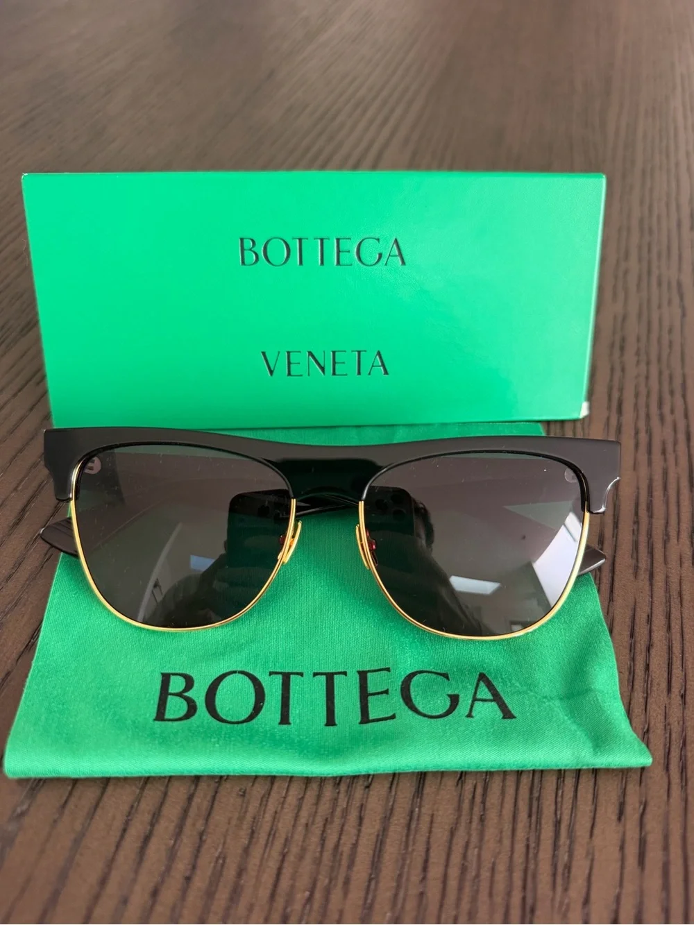 Bottega Veneta BV1003S Black & Gold Sunglasses 55mm